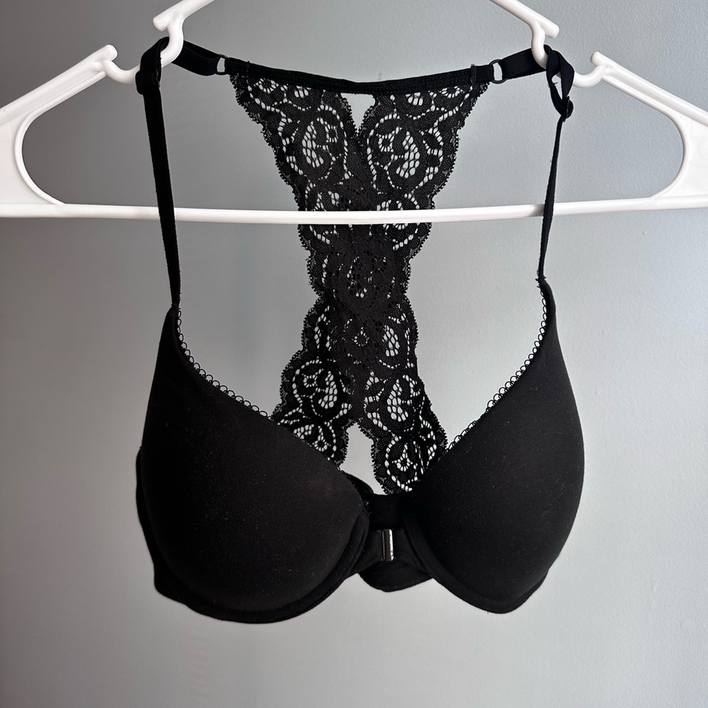 Elegant Black Lace Back Bra